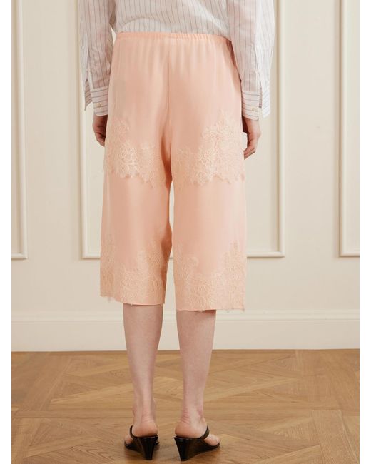 Aflalo White Auden Lace-Trimmed Silk-Satin Shorts