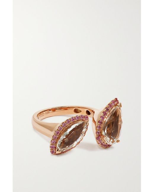 Shay 18 Karat Rose Gold Topaz And Sapphire Ring In Metallic Lyst Canada