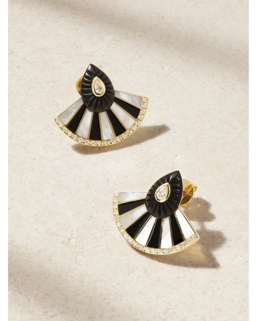 L'Atelier Nawbar Natural Bond Street Fan Mini Ohrringe Aus 18 Karat Mit Mehreren Steinen