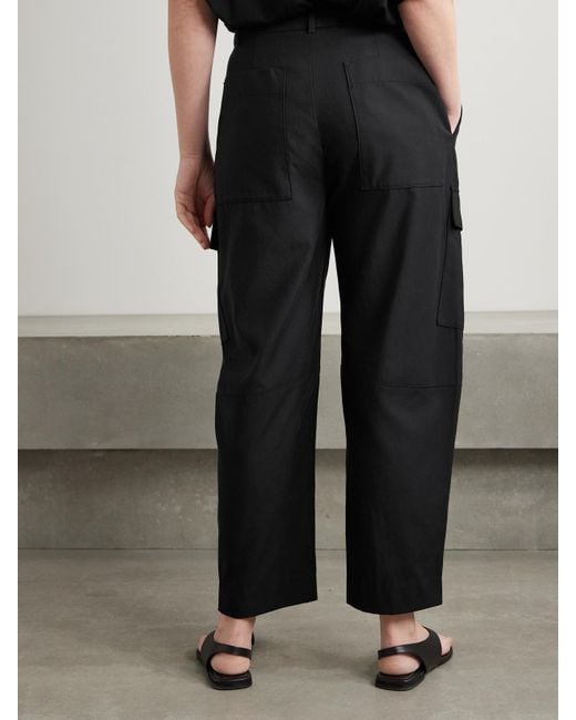 Another Tomorrow Black Lyocell And Cotton-Blend Twill Barrel-Leg Cargo Pants