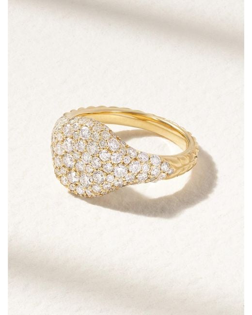 David Yurman Natural Mini Chevron 18-Karat Diamond Pinky Ring