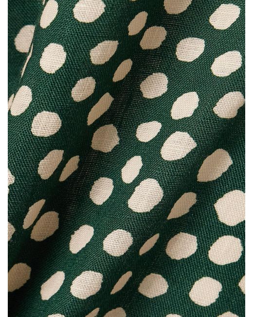 Cara Cara Green Mayflower Belted Polka-Dot Linen Wide-Leg Pants