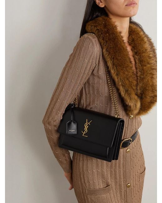 Saint Laurent Black Sunset Medium Leather Shoulder Bag