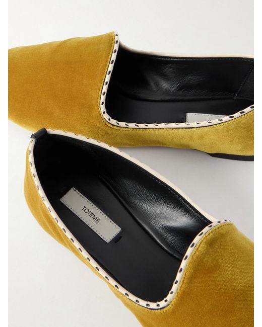 Totême Yellow Leather-Trimmed Velvet Slippers