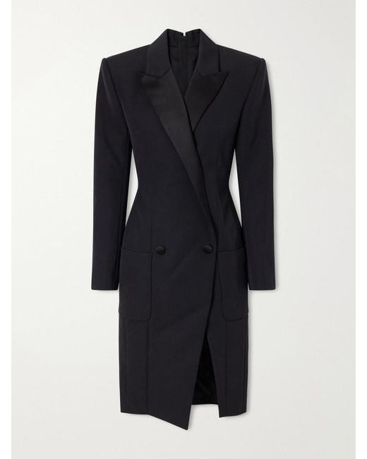 Balmain Blue Wool Grain De Poudre Midi Dress