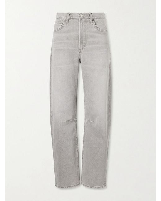 Citizens of Humanity Gray Miro Mid-Rise Barrel-Leg Jeans