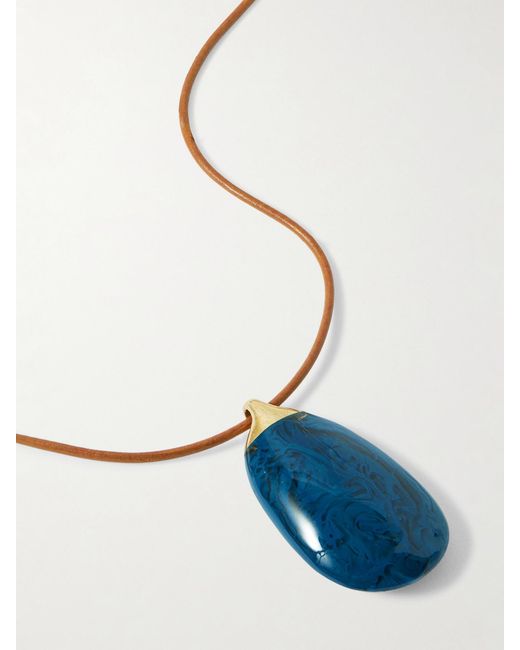 Dinosaur Designs White River Rock-Plated, Resin And Leather Necklace