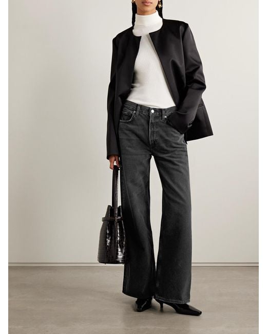 Citizens of Humanity Black Paloma Mid-Rise Wide-Leg Jeans