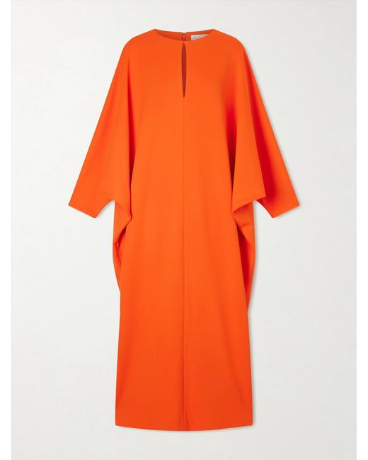 Oscar de la Renta Orange Draped Crepe Gown