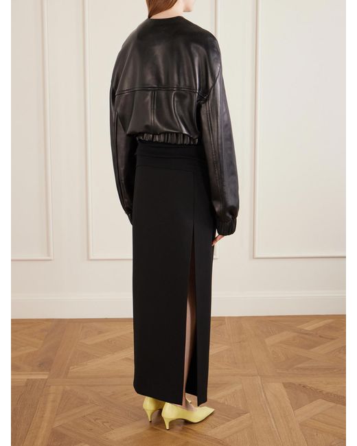 Khaite Black Cordan Cropped Leather Jacket