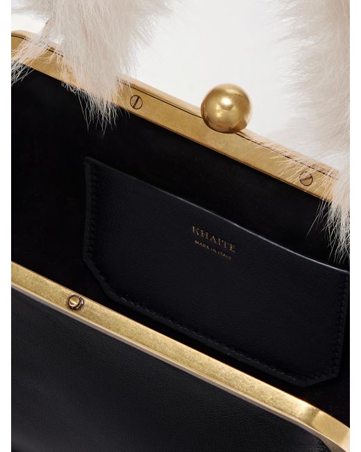 Khaite White Lilith Shearling-Trimmed Leather Tote