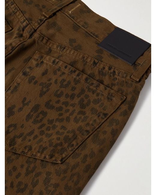 Citizens of Humanity Green Miro Long Leopard-Print Mid-Rise Barrel-Leg Jeans