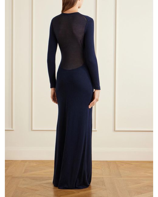 Tom Ford Blue Cashmere And Cotton-Blend Knitted Maxi Dress