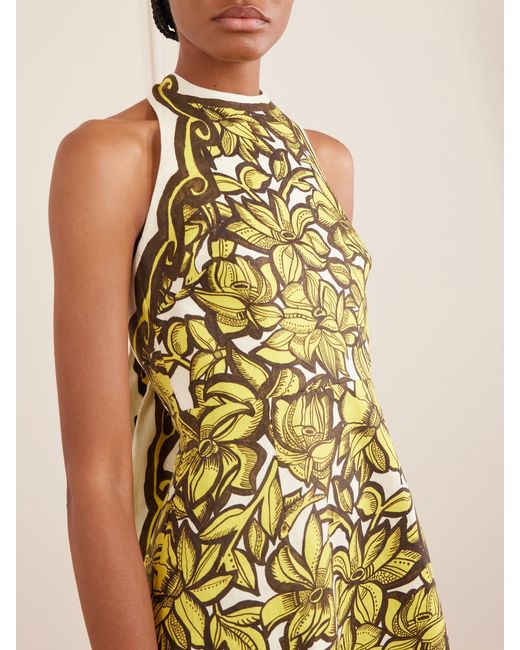 ALÉMAIS Yellow Mona Floral-Print Hemp Mini Dress