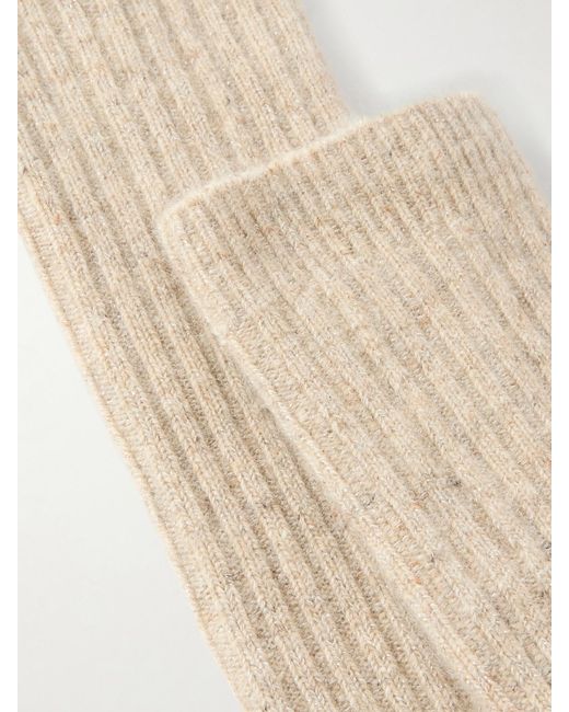 Brunello Cucinelli Natural Ribbed-Knit Socks