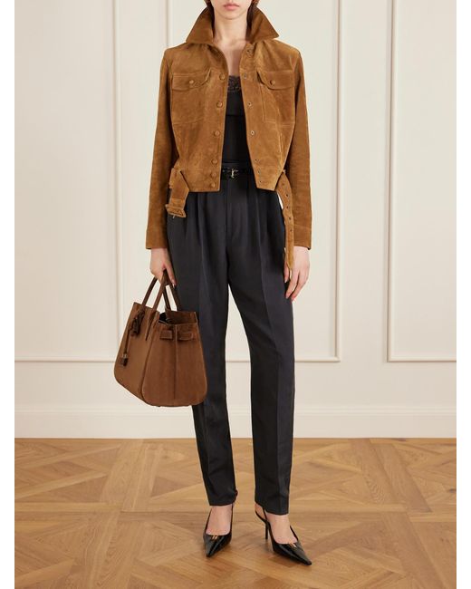 Saint Laurent Brown Sac De Jour Large Suede Tote