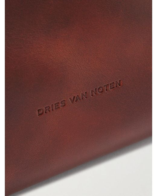 Dries Van Noten Brown Small Glossed-Leather Shoulder Bag