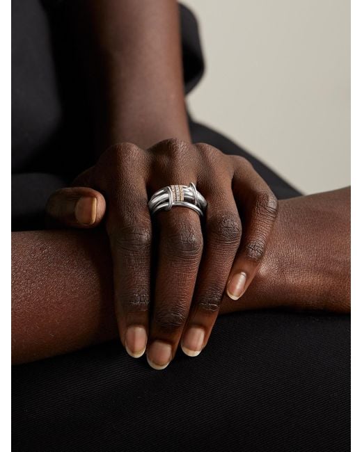 Spinelli Kilcollin White Gemini Set Of Three 18-Karat, And Rose Diamond Rings