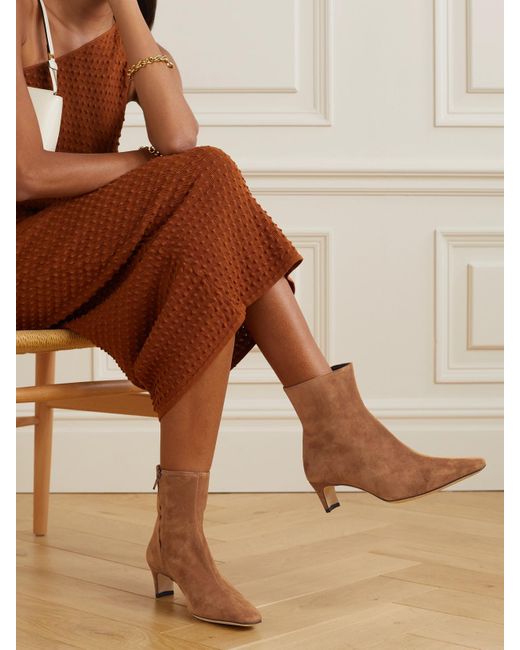 Staud Brown Wally Suede Ankle Boots