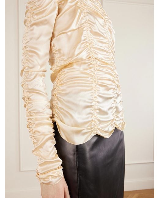 Khaite Natural Rory Ruched Silk Top