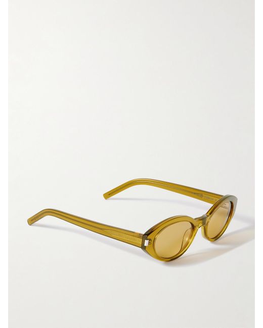 Saint Laurent Yellow Oval-Frame Acetate Sunglasses