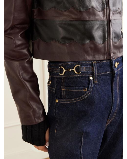 Ulla Johnson Blue Agatha Embellished High-Rise Straight-Leg Jeans