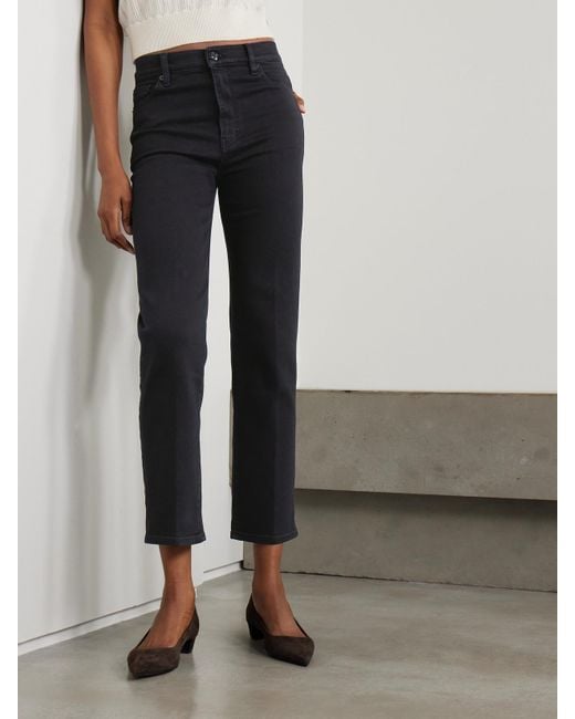 FRAME Blue Le Sleek High-Rise Straight-Leg Jeans