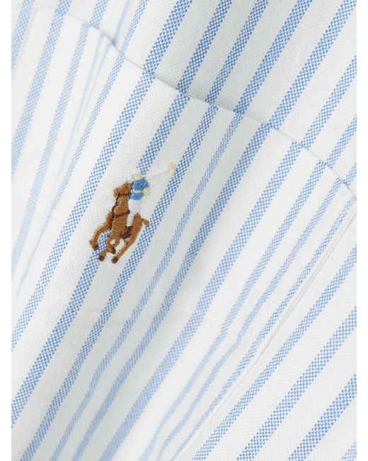 Polo Ralph Lauren White Hemd Aus Gestreiftem Baumwoll-Oxford Mit Stickerei