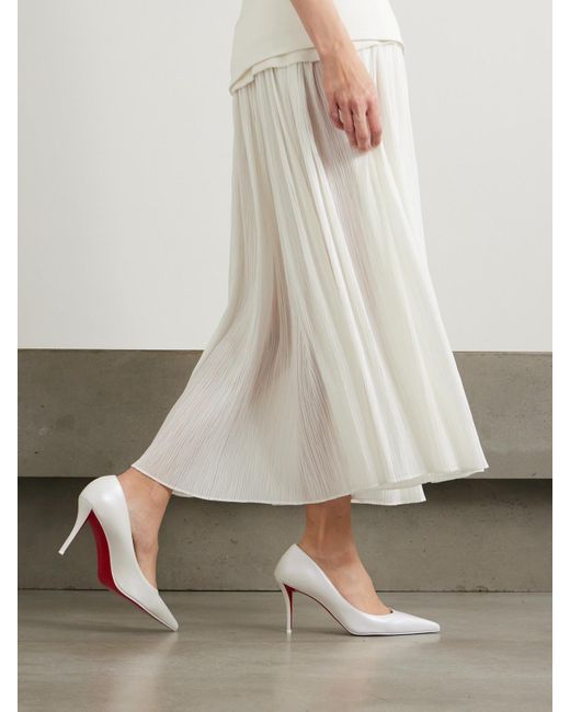 Christian Louboutin White Miss Z 80 Leather Pumps