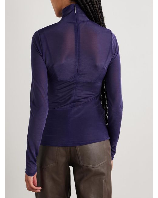 16Arlington Blue Isse Stretch-Jersey Turtleneck Top