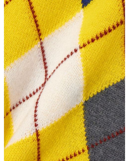 Loewe Yellow Argyle Wool Sweater For