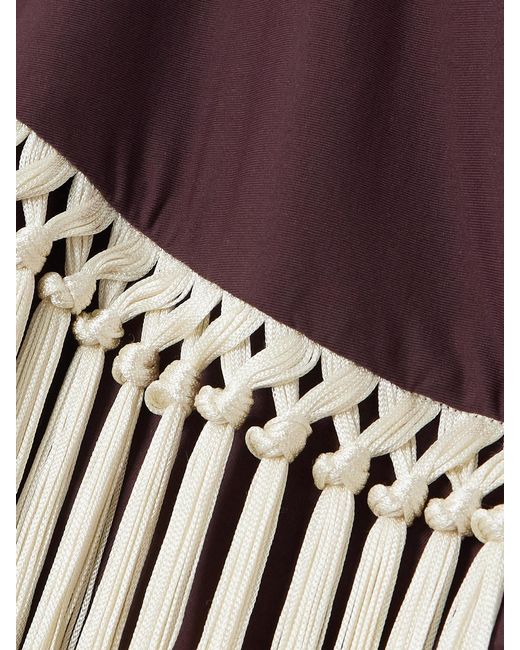 Taller Marmo Purple Yacare One-Shoulder Swimsuit And Fringed Pareo Set