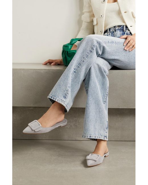 Manolo Blahnik Maysale Buckled Suede 