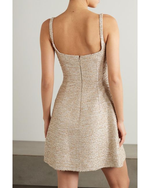 Emilia Wickstead Natural Tibby Metallic Bouclé-Tweed Mini Dress
