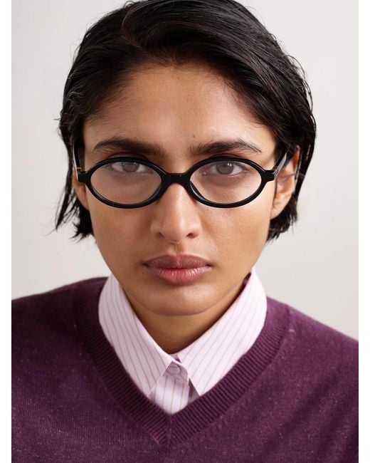 Miu Miu Black Oval-Frame Acetate Optical Glasses
