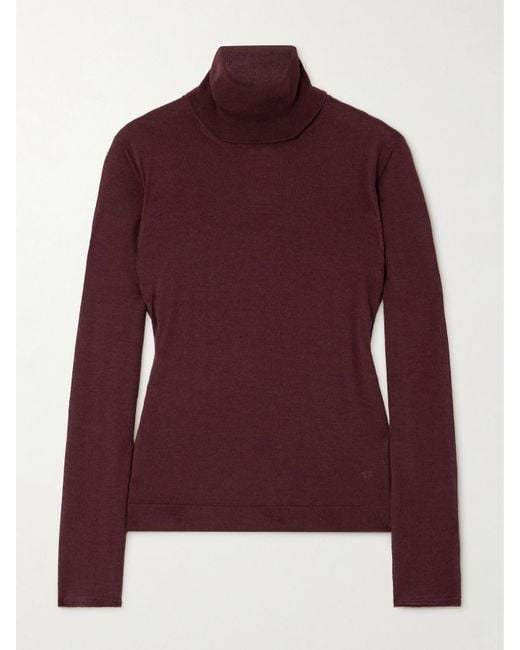 Tom Ford Purple Cashmere And Silk-Blend Turtleneck Sweater
