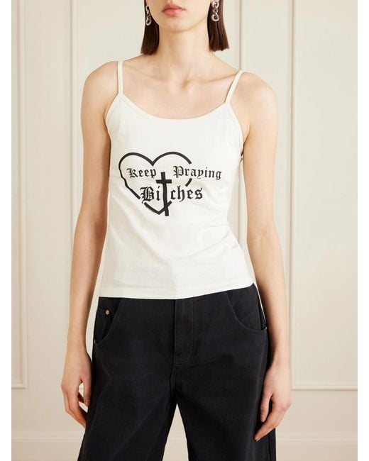Willy Chavarria White Printed Cotton-Jersey Tank
