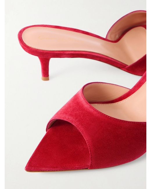 Gianvito Rossi Red Elle 55 Suede Mules