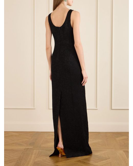 Dries Van Noten Black Floral-Printed Jacquard Maxi Dress