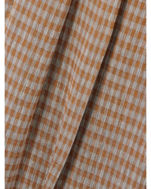 The Row Natural Sherry Pleated Checked Linen-Blend Wide-Leg Pants