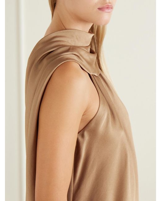 Jonathan Simkhai Natural Scarlett Gathered Satin Cape Top