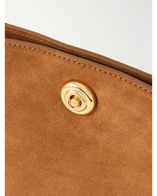Liffner Brown Pushlock Suede Pouch