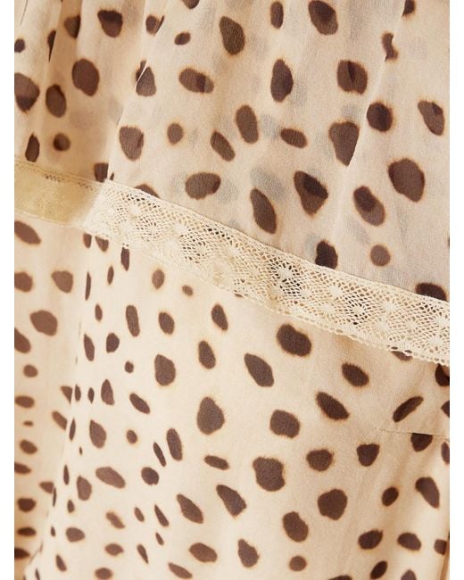 Posse Natural Priscilla Off-The-Shoulder Lace-Trimmed Cheetah-Print Silk-Georgette Blouse