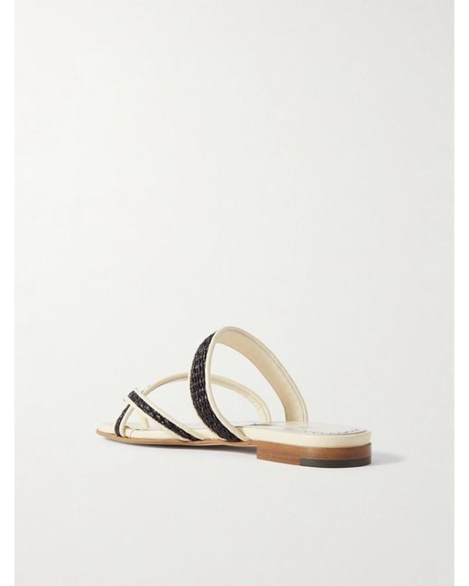 Manolo Blahnik Natural Susara Raffia And Leather Sandals