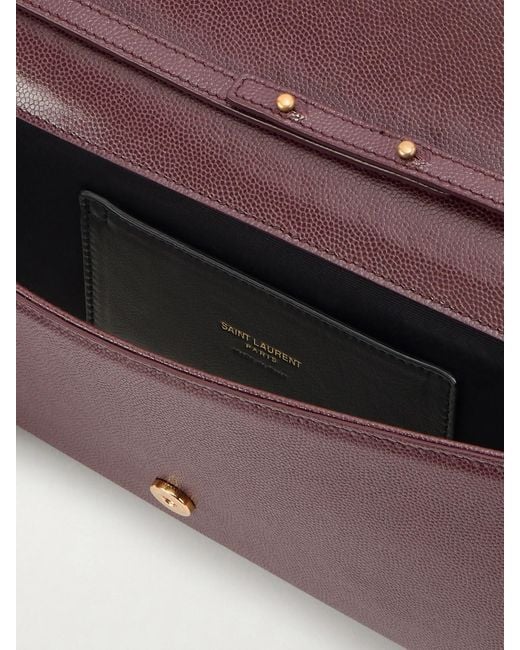 Saint Laurent Purple Kate Embossed-Leather Clutch
