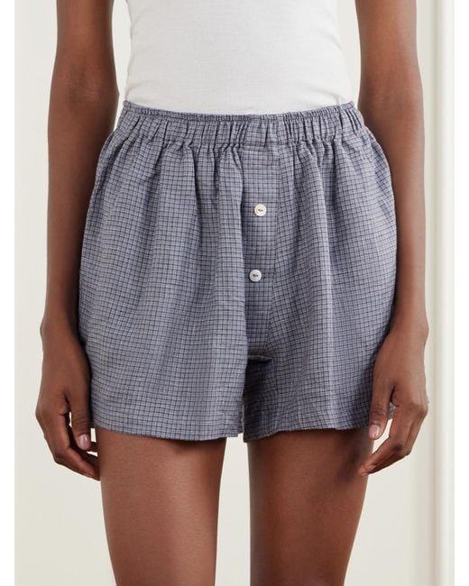 Deiji Studios Blue 03 Checked Linen Shirt And Shorts Set