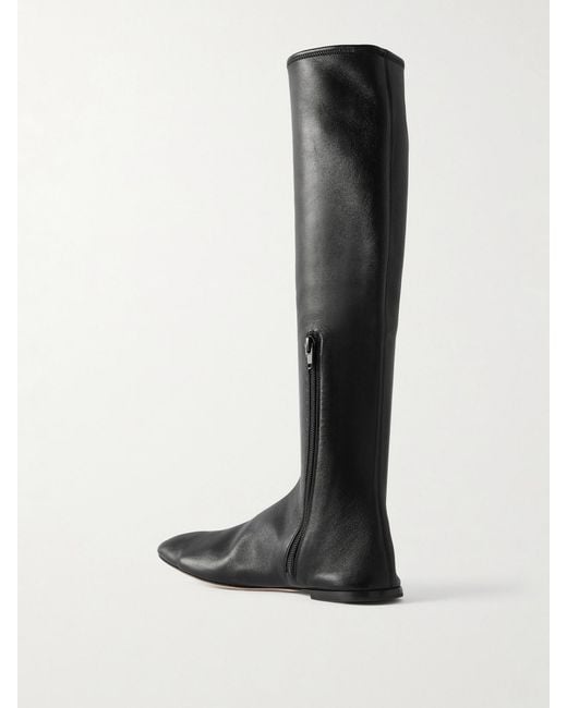 Christen Black Tabi Split-Toe Leather Knee Boots