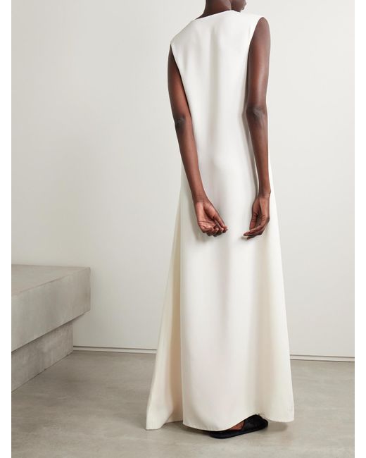 The Row White Loic Silk-Crepe Maxi Dress