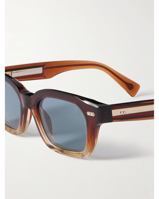 Brunello Cucinelli Blue Jared D-Frame Acetate And Rose-Tone Sunglasses