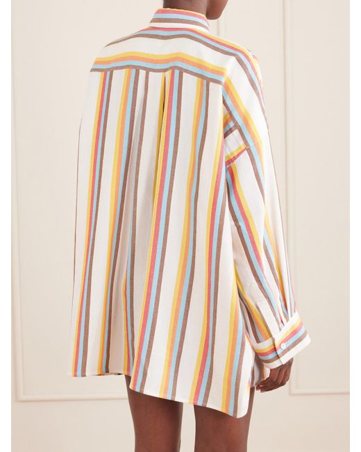 Marrakshi Life Natural The Oversized Striped Cotton-Poplin Shirt